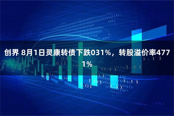 创界 8月1日灵康转债下跌031%，转股溢价率4771%